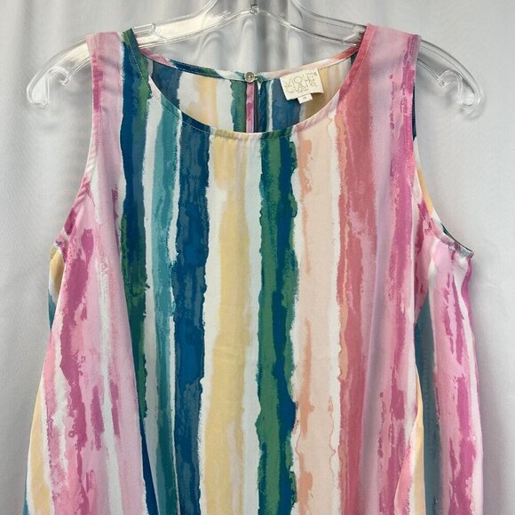 Violet & Claire Sleeveless Semi Sheer Knot Front Blouse Striped Size Small - Picture 2 of 9